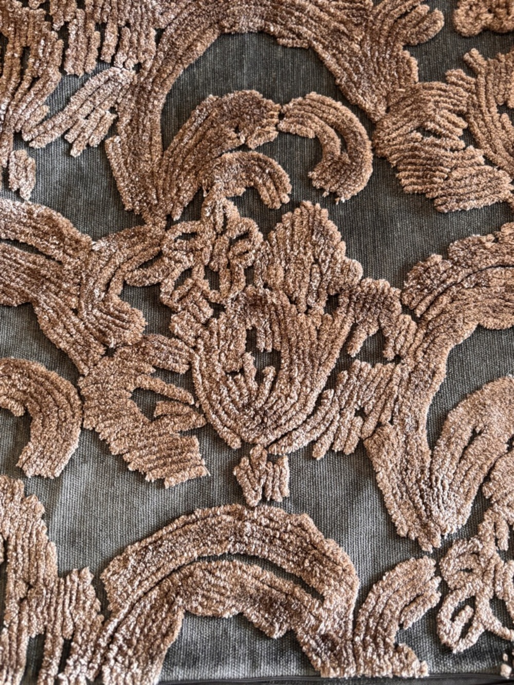 Textured Taupe and Sage Green Chenille Throw Pillow Cover